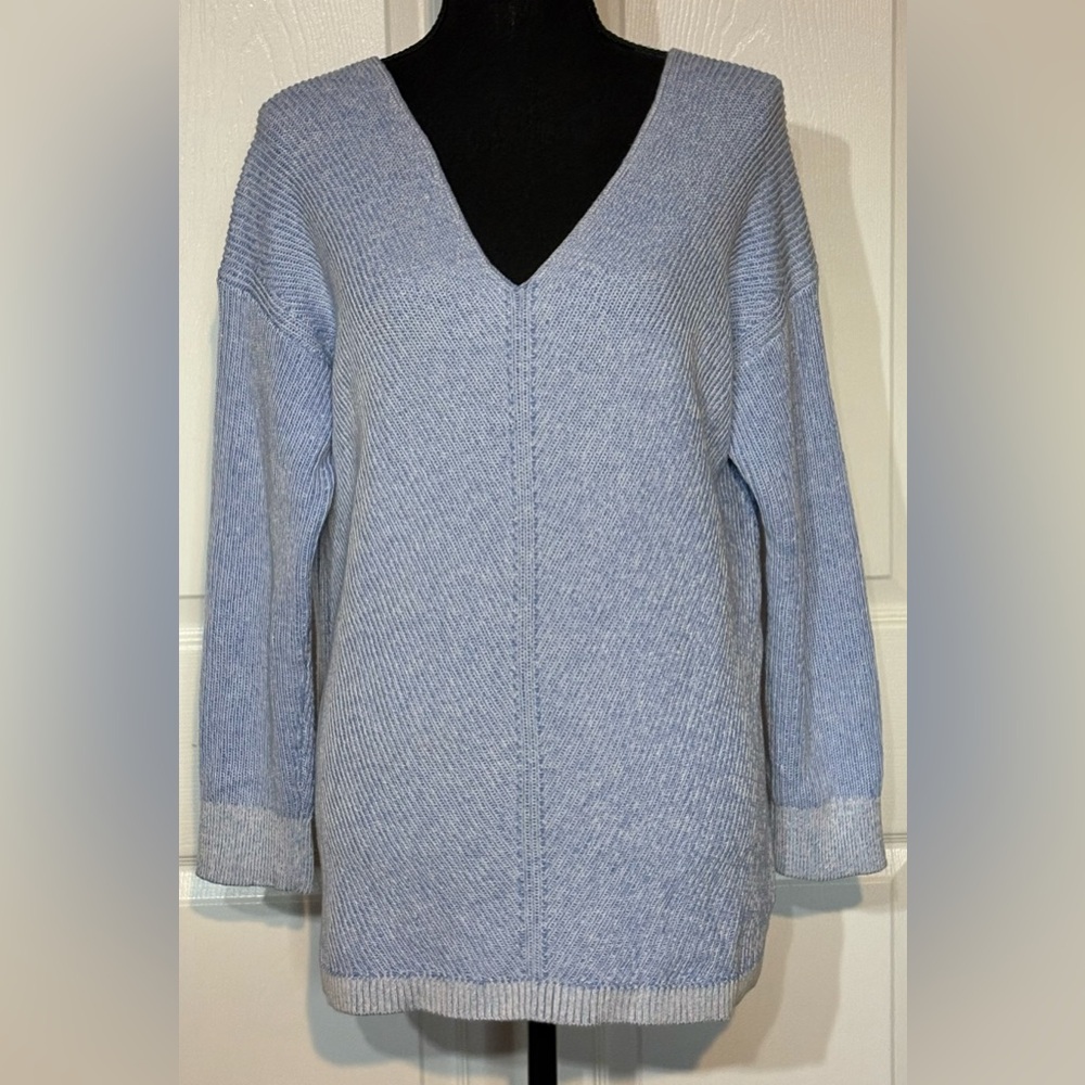 L.L. Bean Front/Back Seam Sweater - 100% Cotton - Size L In Sky Blue